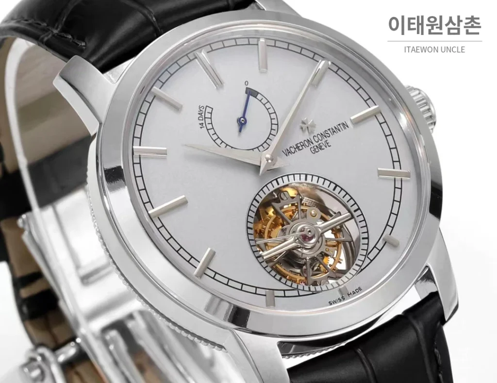 바쉐론콘스탄틴 트래디셔널 18K 핑크골드 실버다이얼 투르비용 수동 42mm
