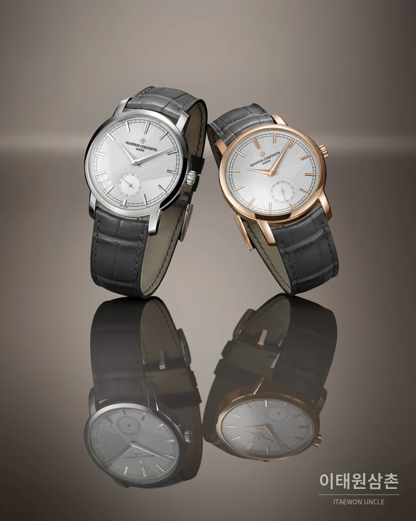 바쉐론콘스탄틴 트래디셔널 270주년 그레이다이얼 오토매틱 38mm 블랙 가죽 스트랩