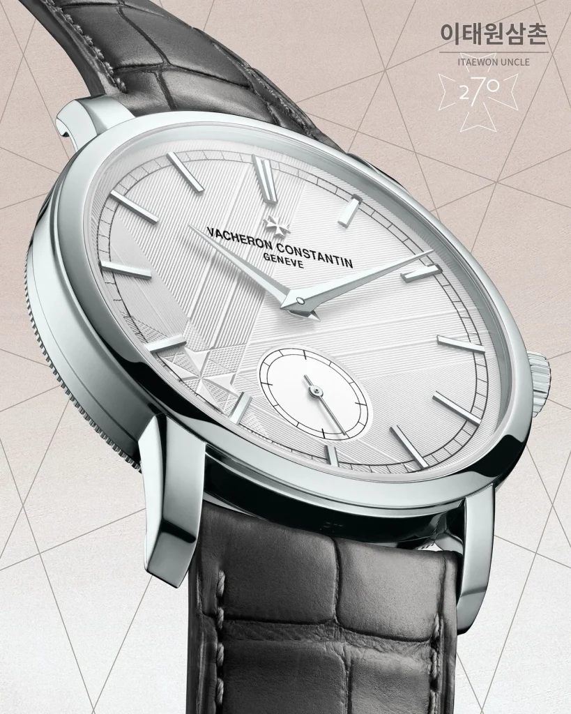 바쉐론콘스탄틴 트래디셔널 270주년 그레이다이얼 오토매틱 38mm 블랙 가죽 스트랩