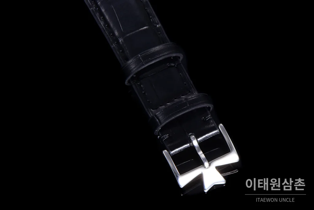 바쉐론콘스탄틴 트래디셔널 스틸 실버다이얼 오토매틱 40mm 블랙 가죽 스트랩 실버 베젤