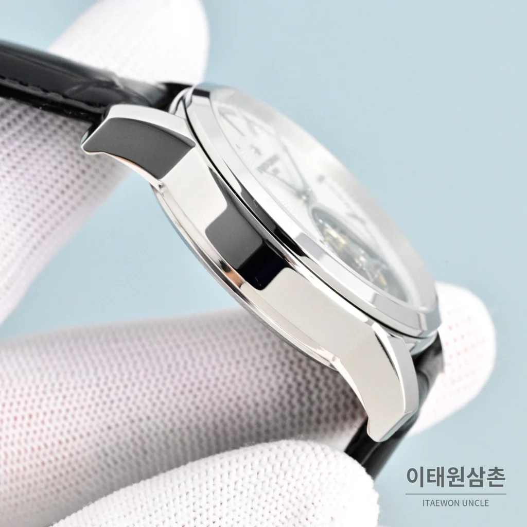 바쉐론콘스탄틴 트래디셔널 투르비용 선레이다이얼 수동 시계 42mm 그린 / 화이트 블랙 가죽 스트랩