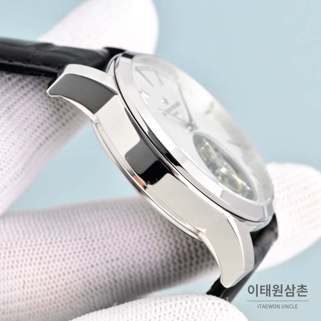 바쉐론콘스탄틴 트래디셔널 투르비용 선레이다이얼 수동 시계 42mm 그린 / 화이트 블랙 가죽 스트랩 (2)