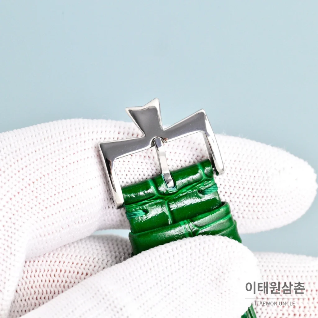 바쉐론콘스탄틴 트래디셔널 투르비용 선레이다이얼 수동 시계 42mm 그린 / 화이트 그린 가죽 스트랩