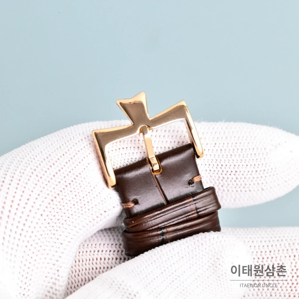바쉐론콘스탄틴 트래디셔널 투르비용 선레이다이얼 수동 시계 42mm 그린 / 화이트 브라운 가죽 스트랩 로즈골드 베젤