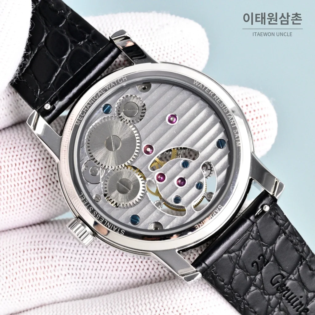 바쉐론콘스탄틴 트래디셔널 투르비용 선레이다이얼 수동 시계 42mm 그린 / 화이트 블랙 가죽 스트랩 (2)