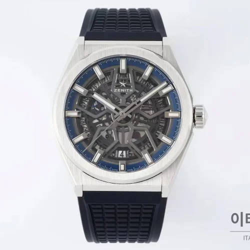 제니스 디파이 스켈레톤 스틸 스타다이얼 오토매틱 41mm 블랙 러버 스트랩