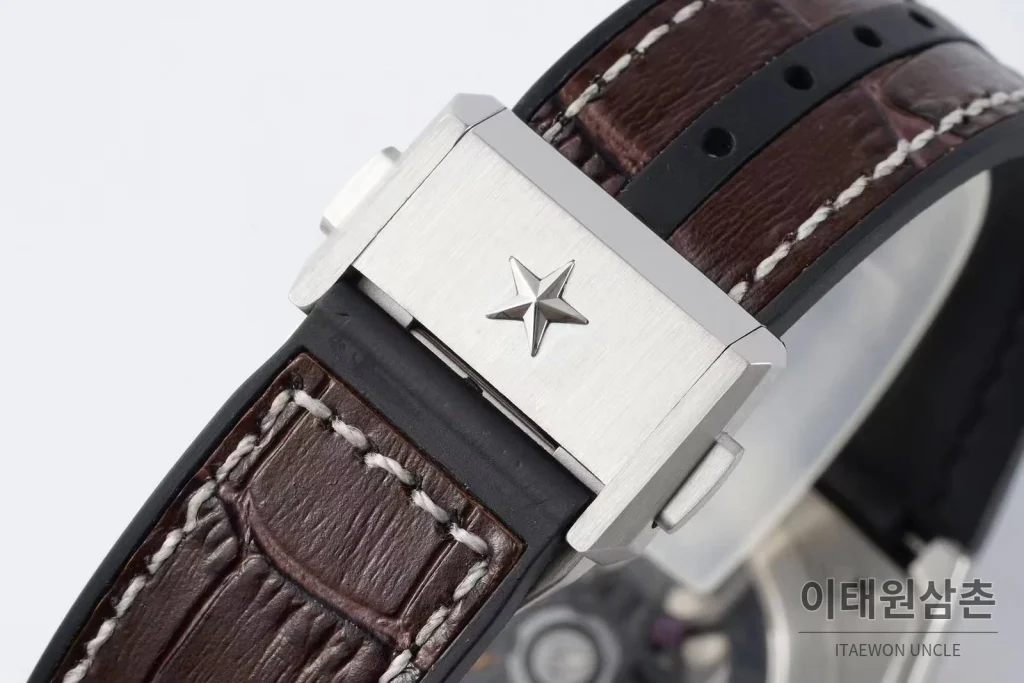 제니스 디파이 스켈레톤 스틸 스타다이얼 오토매틱 41mm 브라운 가죽 스트랩 로즈골드 베젤