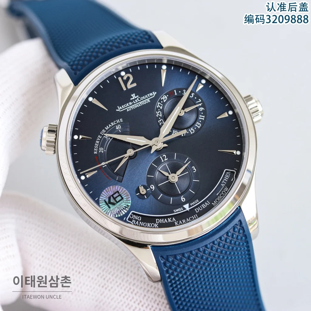 제니스 마스터 오토매틱 42mm 네이비 다이얼 블루 러버 스트랩 (2)