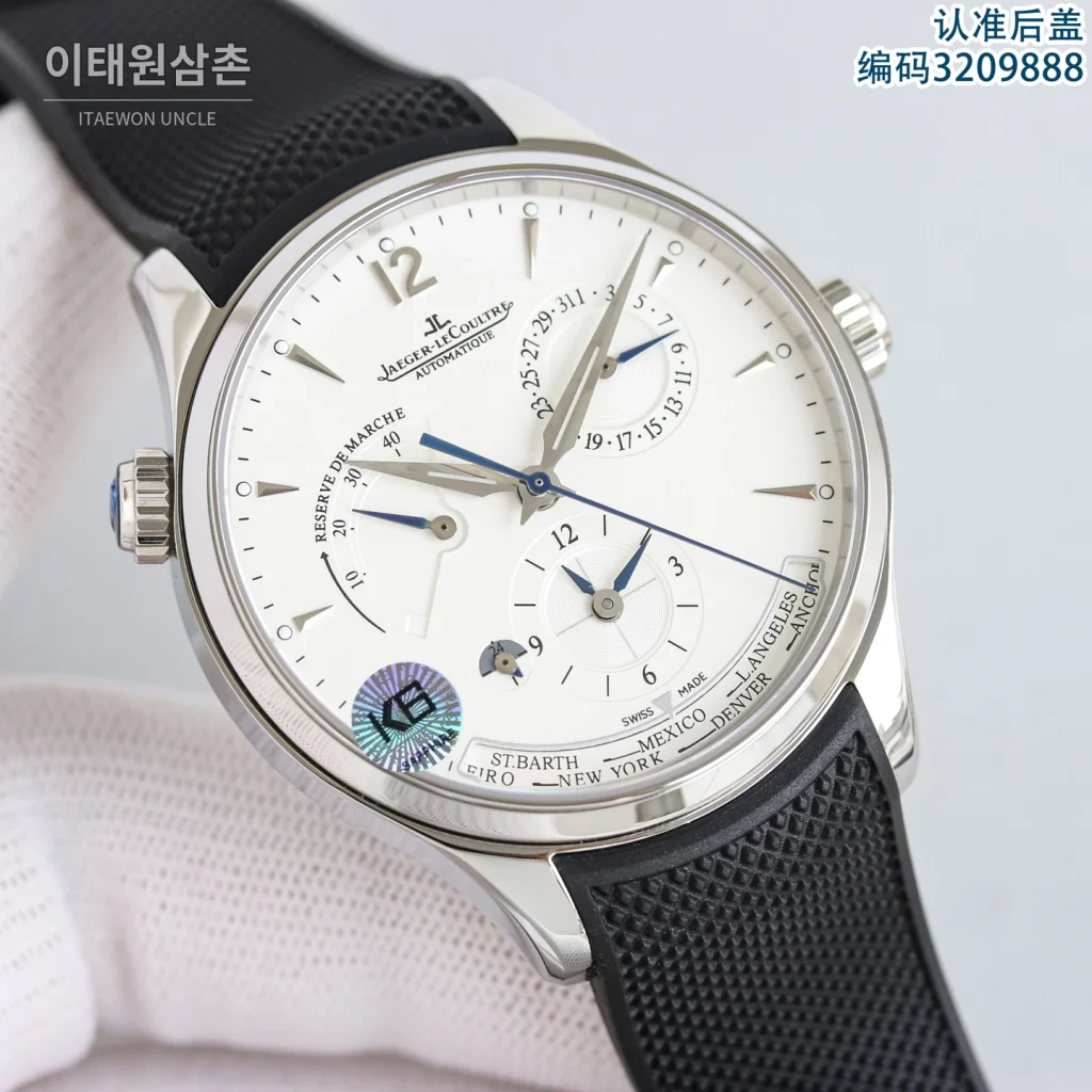 제니스 마스터 오토매틱 42mm 화이트 다이얼 블랙 러버 스트랩