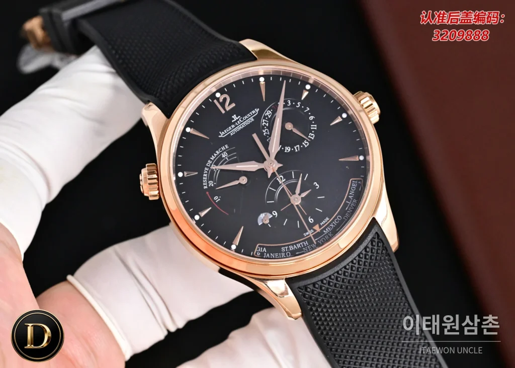제니스 마스터 오토매틱 42mm 화이트 다이얼 브라운 러버 스트랩 로즈골드 베젤