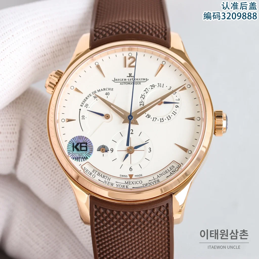 제니스 마스터 오토매틱 42mm 블랙 다이얼 블랙 러버 스트랩 로즈골드 베젤