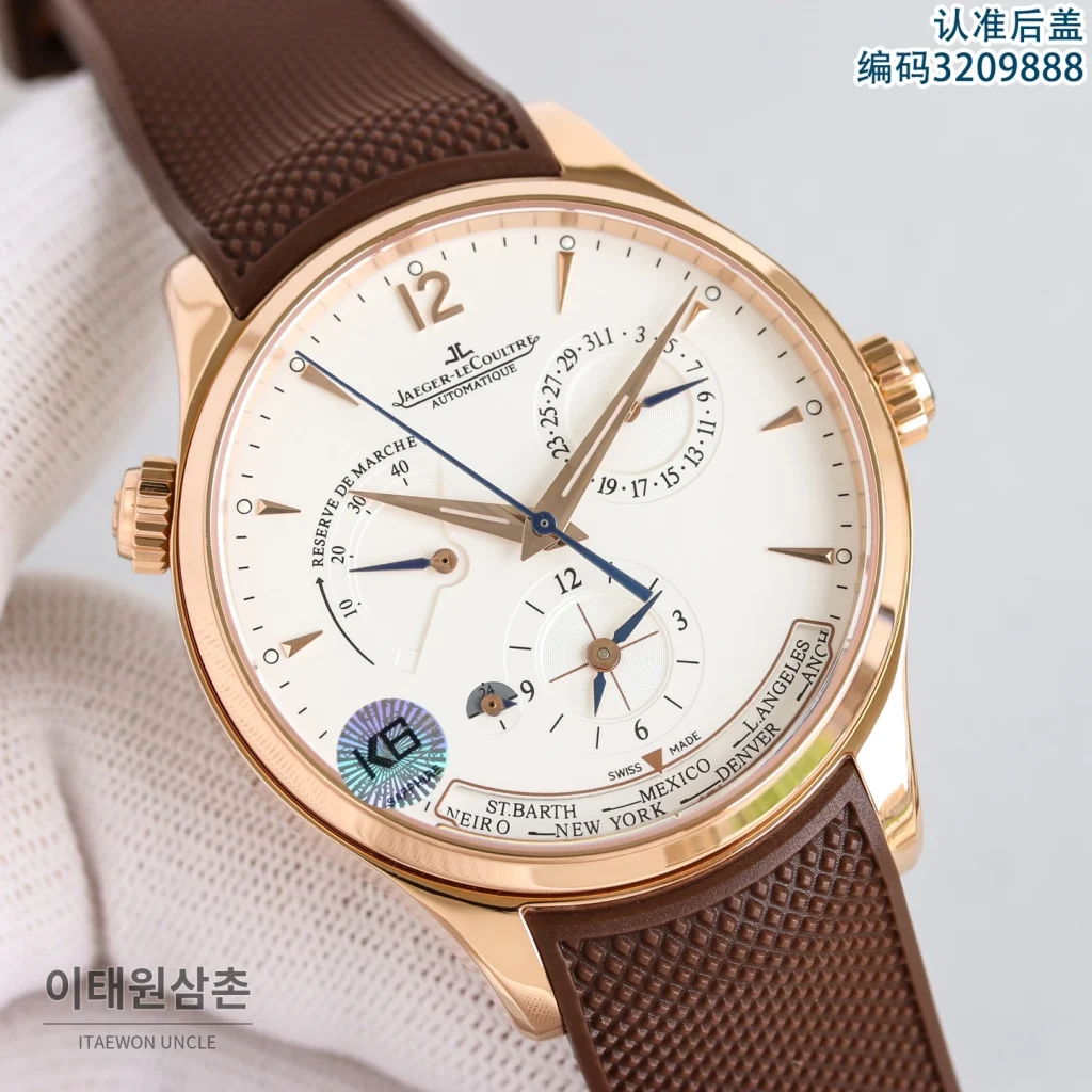 제니스 마스터 오토매틱 42mm 블랙 다이얼 블랙 러버 스트랩 로즈골드 베젤