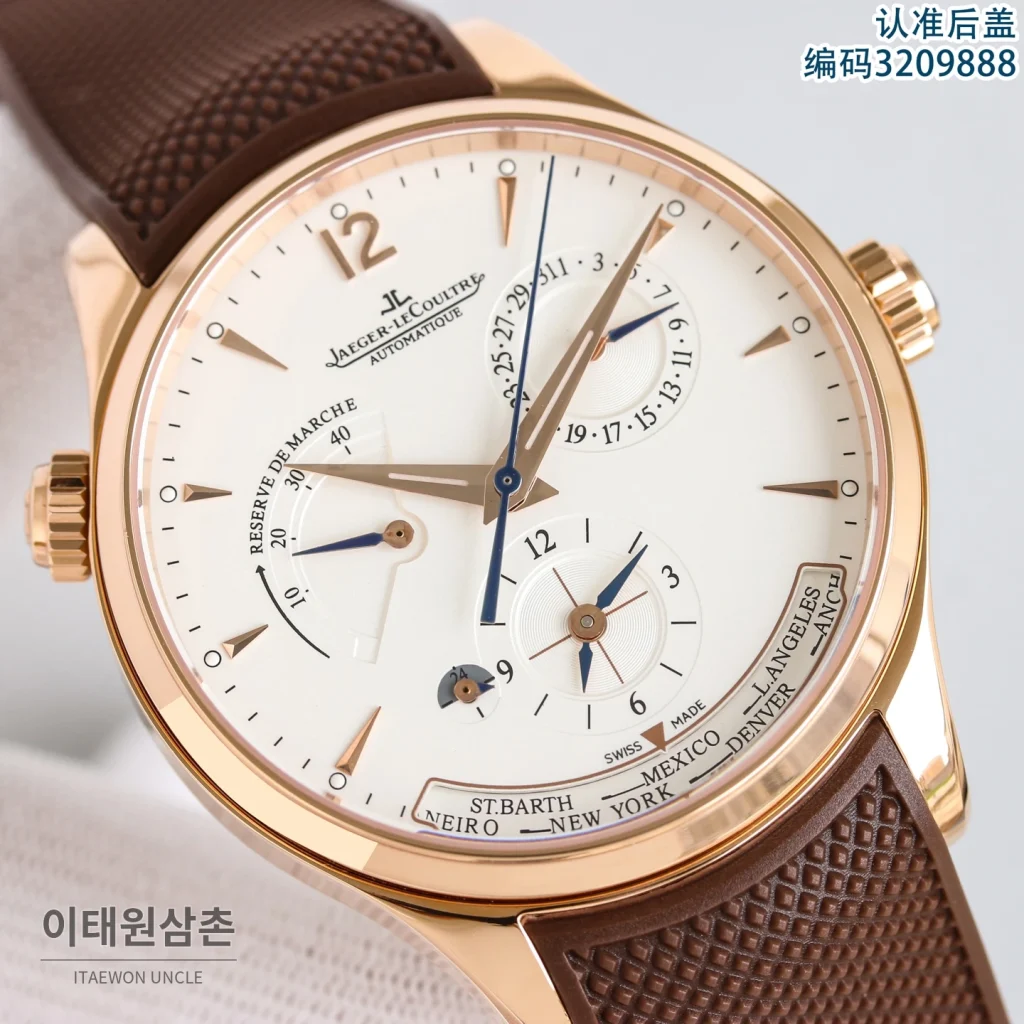 제니스 마스터 오토매틱 42mm 블랙 다이얼 블랙 러버 스트랩 로즈골드 베젤