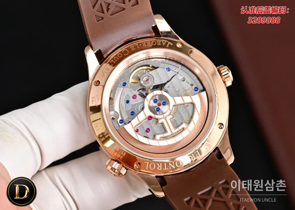 제니스 마스터 오토매틱 42mm 화이트 다이얼 브라운 러버 스트랩 로즈골드 베젤