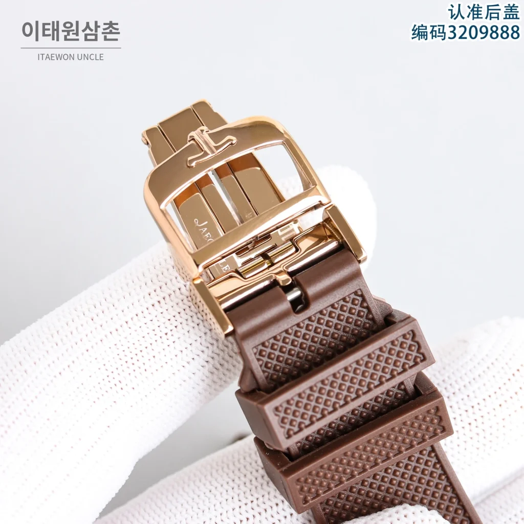 제니스 마스터 오토매틱 42mm 블랙 다이얼 블랙 러버 스트랩 로즈골드 베젤
