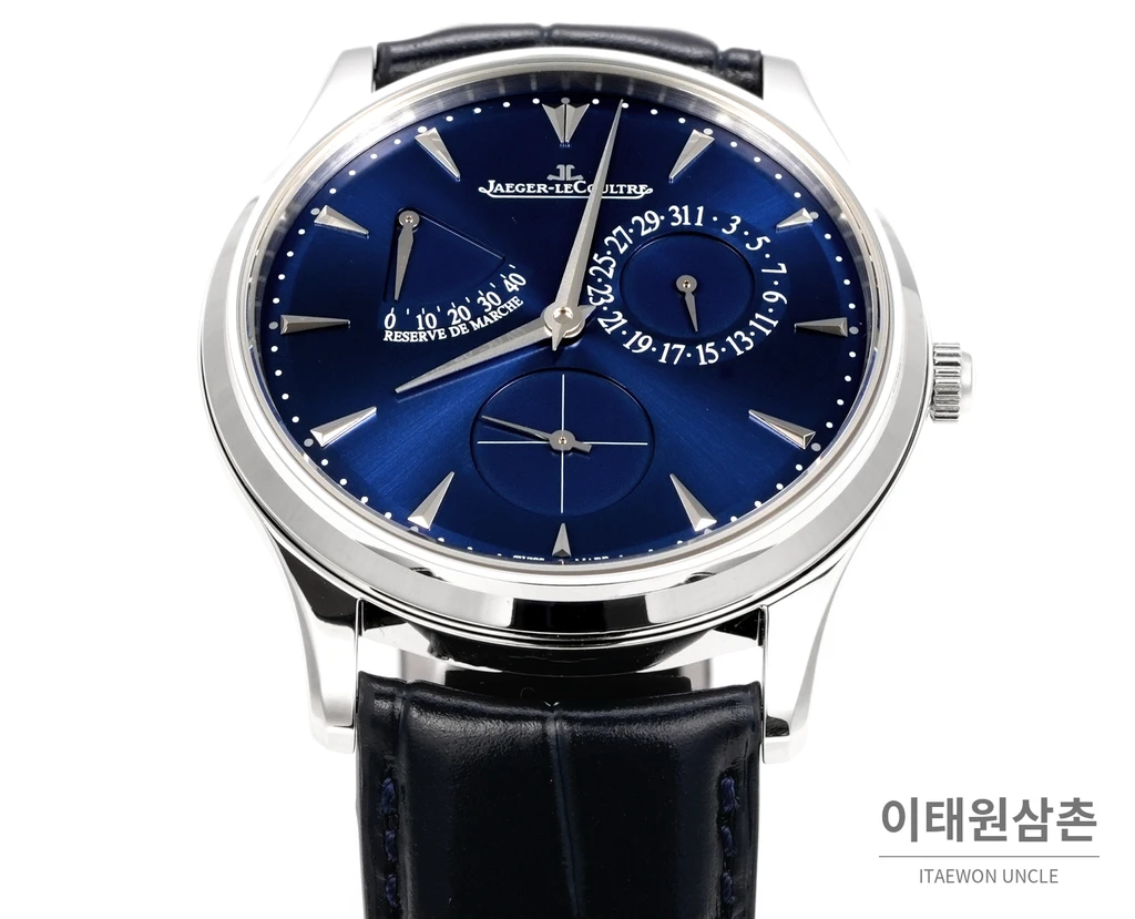 제니스 마스터 울트라 싱 오토매틱 39mm 블루 다이얼 네이비 가죽 스트랩