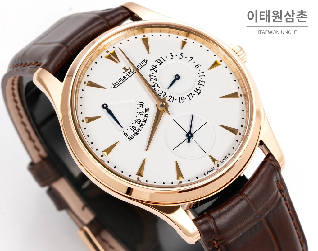 제니스 마스터 울트라 싱 오토매틱 39mm 화이트 다이얼 브라운 가죽 스트랩