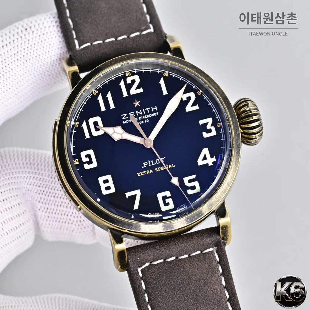제니스 파일럿 타입20 티타늄백 소가죽 오토매틱 45mm