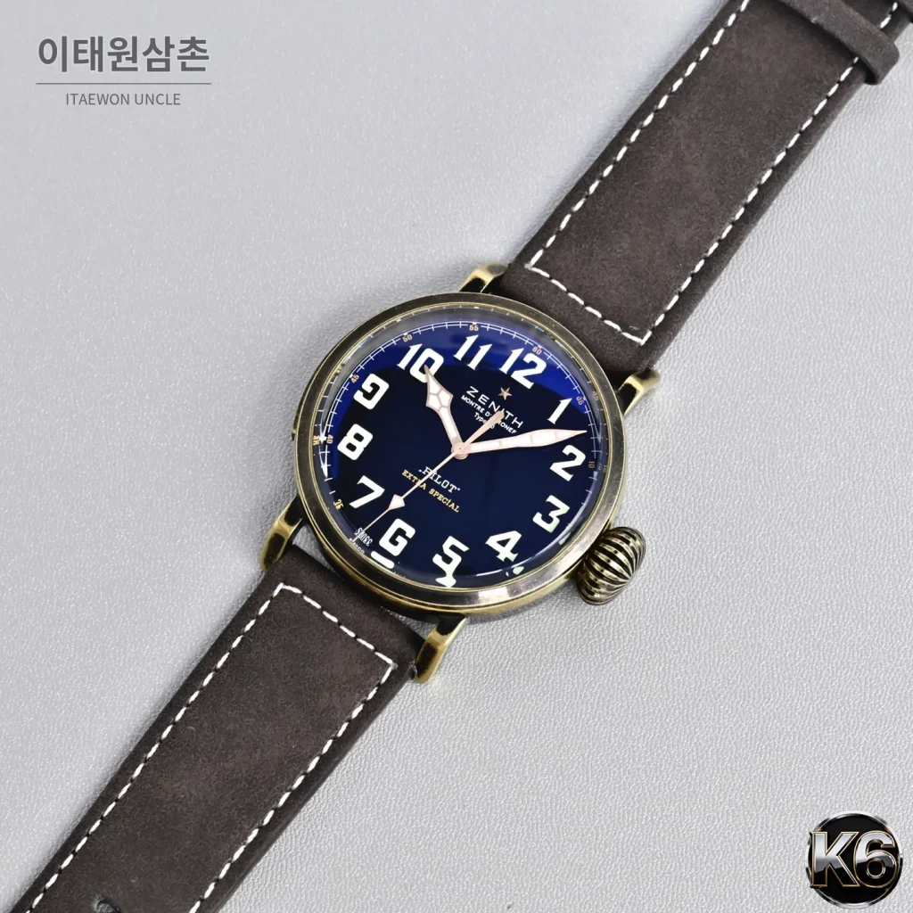 제니스 파일럿 타입20 티타늄백 소가죽 오토매틱 45mm